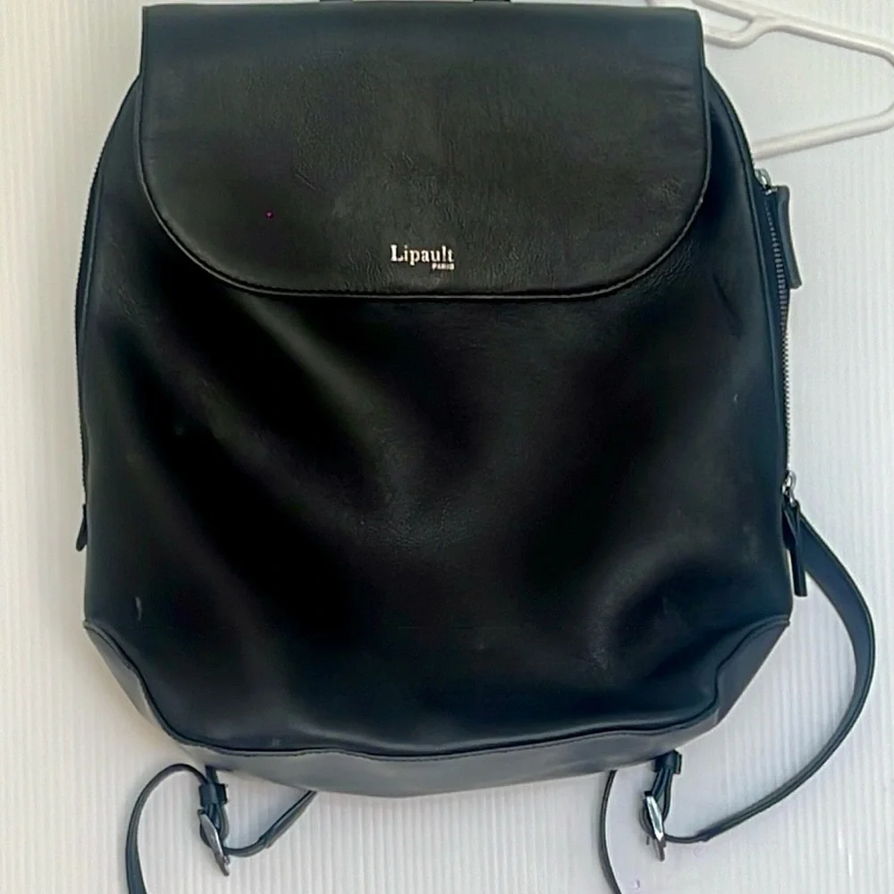 Lipault Paris Women's‎ Plume Elegance black Textured Leather Backpack
